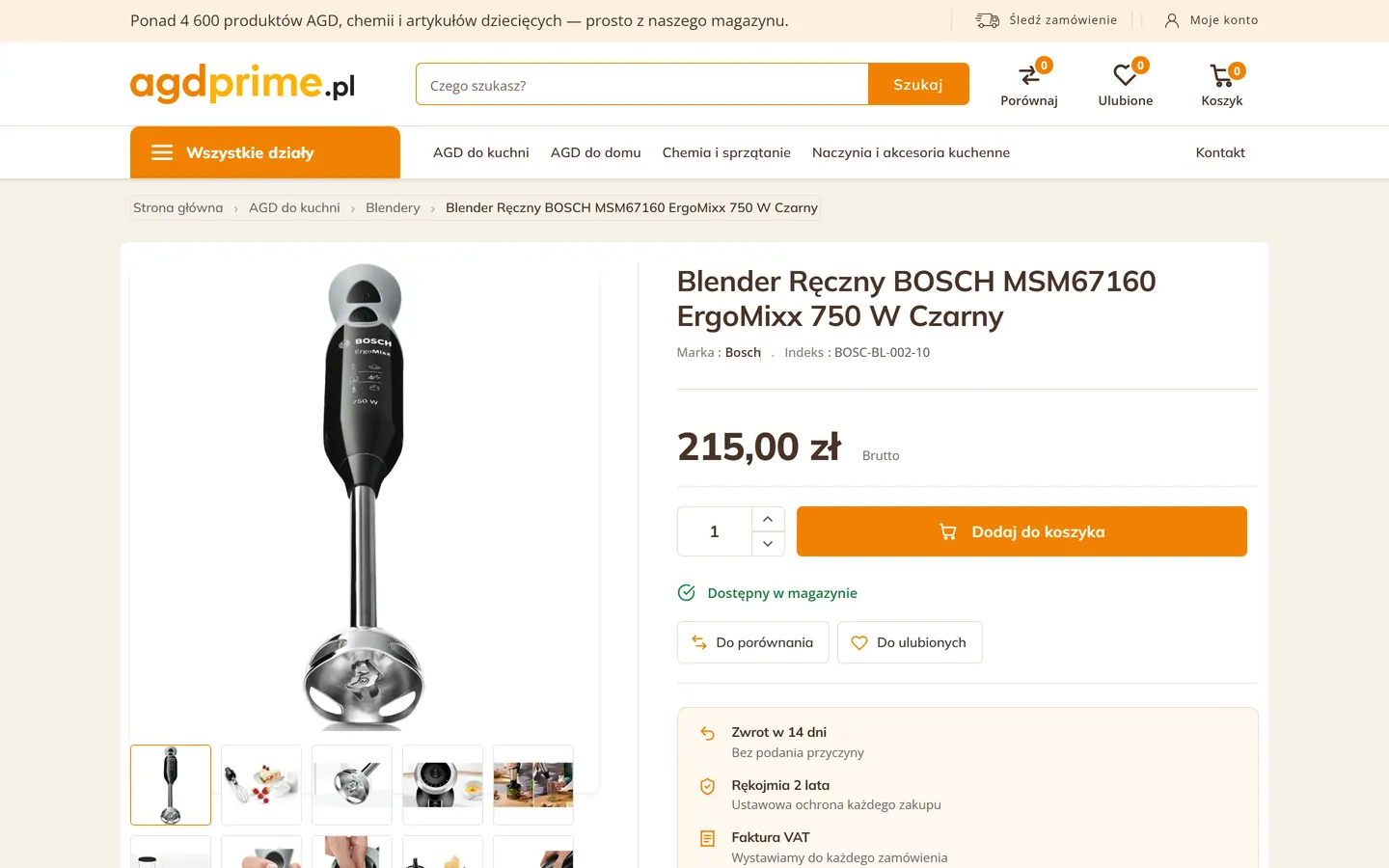AGD Prime — Karta produktu — galeria, stan magazynowy i korzyści zakupu w jednym widoku.